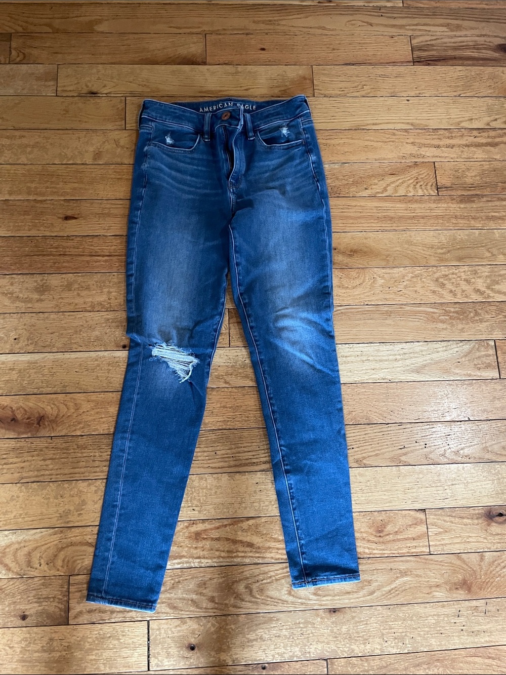American Eagle Outfitters Blue Ripped Skinny Jeans